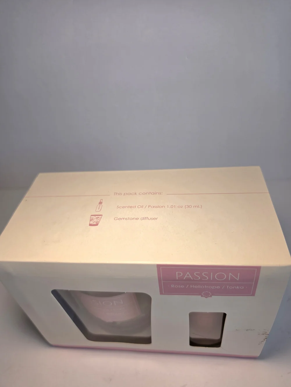 NWT F&F Gemstone Salt Rock Diffuser & Scented Essential Oil Pink Passion Scent